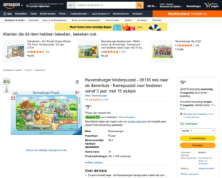 Ravensburger Reis naar de dierentuin (15 stukjes) voor €5,50 bij Amazon