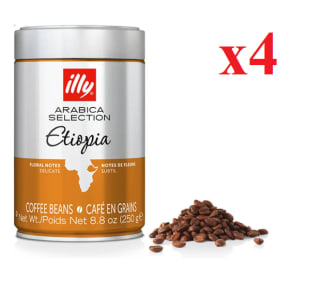 4 x Illy Ethiopia Café en grano 250g 100% Arábica tueste natural por 23.96€