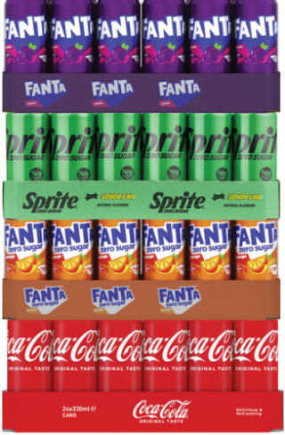 Coca-Cola, Fanta en Sprite 330cl - 24 blikjes voor €12,99