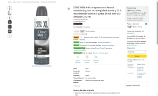 Dove Men Antitranspirante Invisible Dry por $53 | Amazon