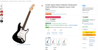 Fender Squier Debut Stratocaster por $2,287 en Amazon