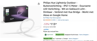 2 x Philips Hue outdoor LED-lightstrip 5m voor €170,53 bij Amazon
