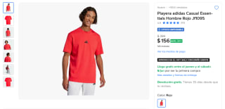 Playera Adidas Casual Essentials roja por $156 | Ahorro Mercado Libre