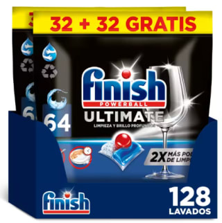 Finish Powerball Ultimate, 128 Pastillas Lavavajillas por 18.66€