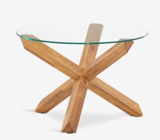 Table Basse Agerby - Ø60, Verre & Chêne Naturel à 43,50€