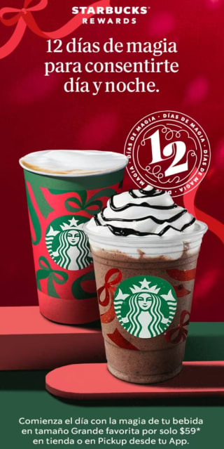 Bebidas Favoritas a $59 | Starbucks 12 Días de Magia
