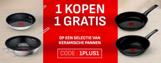 1+1 gratis op geselecteerde keramische pannen bij Tefal