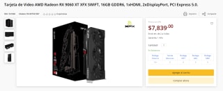 Tarjeta AMD RX 9060 XT XFX SWIFT 16GB por $7,839 | PCEL