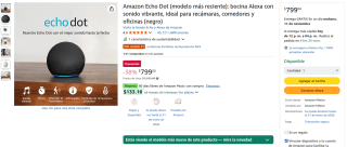 Amazon Echo Dot (Más Reciente) por $799 | Amazon