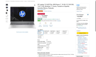 Laptop HP Ryzen 7 16GB 512GB por $9,899 | Oferta Amazon