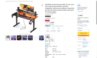 Escritorio Gamer RGB 1m por $1,369 | Oferta Amazon