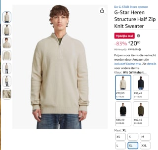 G-Star heren Structure Half Zip Knit Sweater voor €20,80 bij Amazon