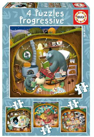 Set 4 Puzzles progresivos de 12 a 25 Piezas Educa ,Cuentos del Bosque por 4.99€