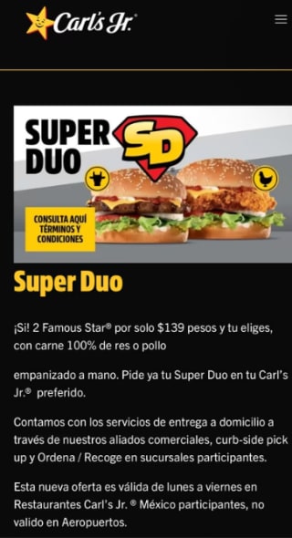 2 Famous Star por $139 | Carl's Jr