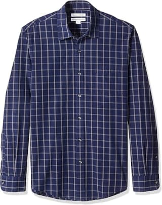 Amazon Essentials Men’s Slim Fit Poplin Shirt – Navy Windowpane for £4.52
