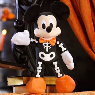 Peluche mediano Mickey Mouse o Minnie esqueleto, Halloween (36 cm) por 9€