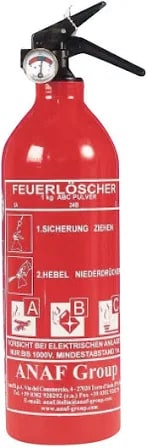 Extintor ABC 1 kg con soporte para pared y transporte por 12,82€