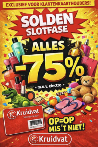 Solden bij Kruidvat: tot 75% EXTRA korting (gele sticker)