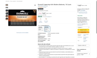 Pilas Duracell AAA 16uds por $143 | Descuento Amazon