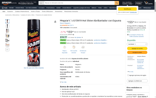 Meguiar's G13919 Hot Shine Abrillantador Espuma 540g por $155 | Amazon