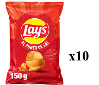 10 Unidades de Patatas fritas al punto de sal Lay's bolsa 150 g por 8.5€