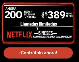 Telmex 200 megas con 2 apps de streaming por $389 en Telmex