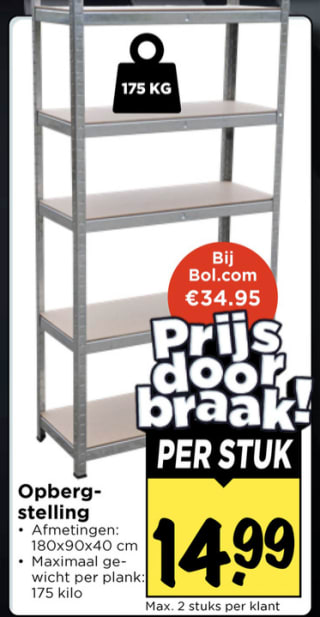 Opberg stellingkast voor €14,99 bij Vomar