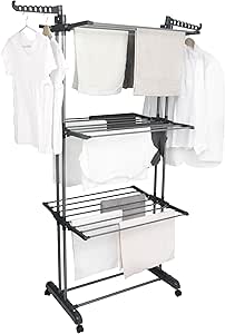 Bargain Factory 4-Tier Foldable Clothes Drying Rack – Grey