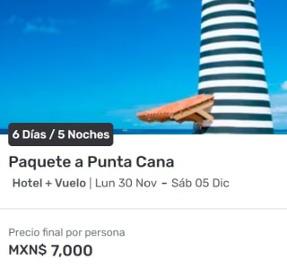 Paquete a Punta Cana (6 días / 5 noches) por $7,000 en Despegar