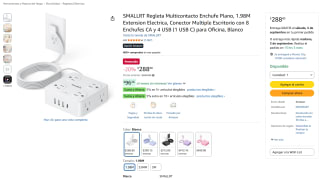 SMALLRT Regleta Multicontacto 1.98m por $289 en Amazon