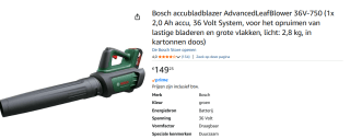 Bosch Home and Garden Advanced bladblazer voor €149,25 bij Amazon