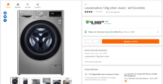 Lavasecadora 12kg Silver Vivace por $9,999 | Home Depot