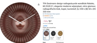 Rococo design radiografische wandklok voor €9,52 bij Amazon