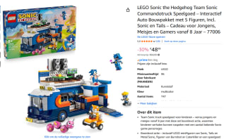 LEGO® Sonic the Hedgehog™ Team Sonic Commandotruck voor €48,99 bij Amazon