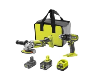 Perceuse, meuleuse sans fil, 2 batterie de 2.0Ah et 4.0Ah, 1 chargeur Ryobi à 199,90€