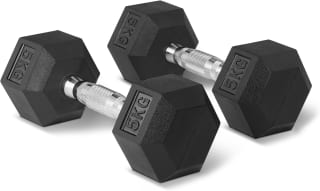 Juego mancuernas 5 Kg hexagonales con revestimiento goma Amazon Basics por 22.60€