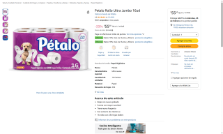 Papel Higiénico Pétalo Ultra Jumbo 2 Capas por $56 | Amazon