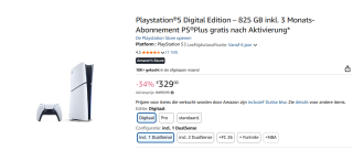 PlayStation®5 Digitale Editie Console - 825 GB voor €334,53 bij Amazon
