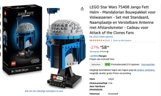 LEGO Star Wars 75408 Jango Fett Helm voor €58,48 bij Amazon