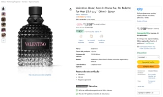 Valentino Uomo Born In Roma 100 ml por $1,999 en Amazon