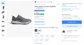 Tenis Adidas Terrex Hombre HQ5095 por $649 en Mercado Libre