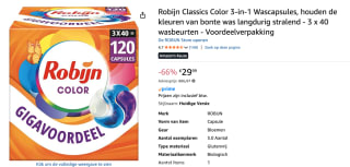 3x Robijn Wascapsules 3-in-1 Color 40 stuks voor €29,99 bij Amazon