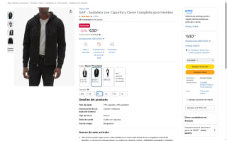 Sudadera GAP con Capucha Talla M True Black por $630 | Amazon