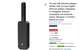 TP-LINK UE306 | USB 3.0 to Gigabit Ethernet Network Adapter voor €8,49