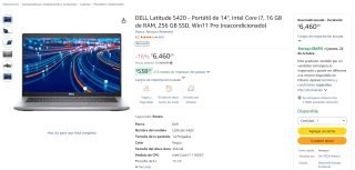DELL Latitude 5420 (14") por $6,461 en Amazon