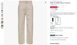 Only & Sons beige mannenbroek voor €12,40 bij Amazon