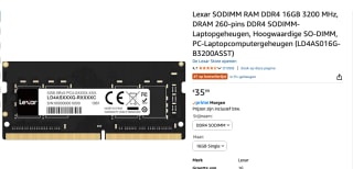 Lexar 8 GB DDR4-3200 laptopgeheugen voor €35,99 bij Amazon
