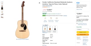 Fender California Standard Redondo Guitarra acústica por $3,664 en Amazon
