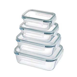 Set 4 fiambreras cristal rectangulares 370/640/1000/1500 ml por 13,49€