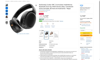 Auriculares Skullcandy Crusher ANC 2 40mm por $2,759 | Amazon